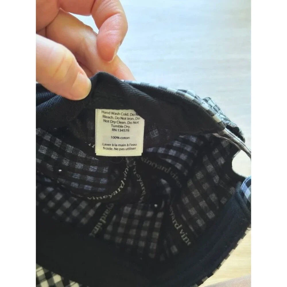 Vineyard Vines youth black gingham hat